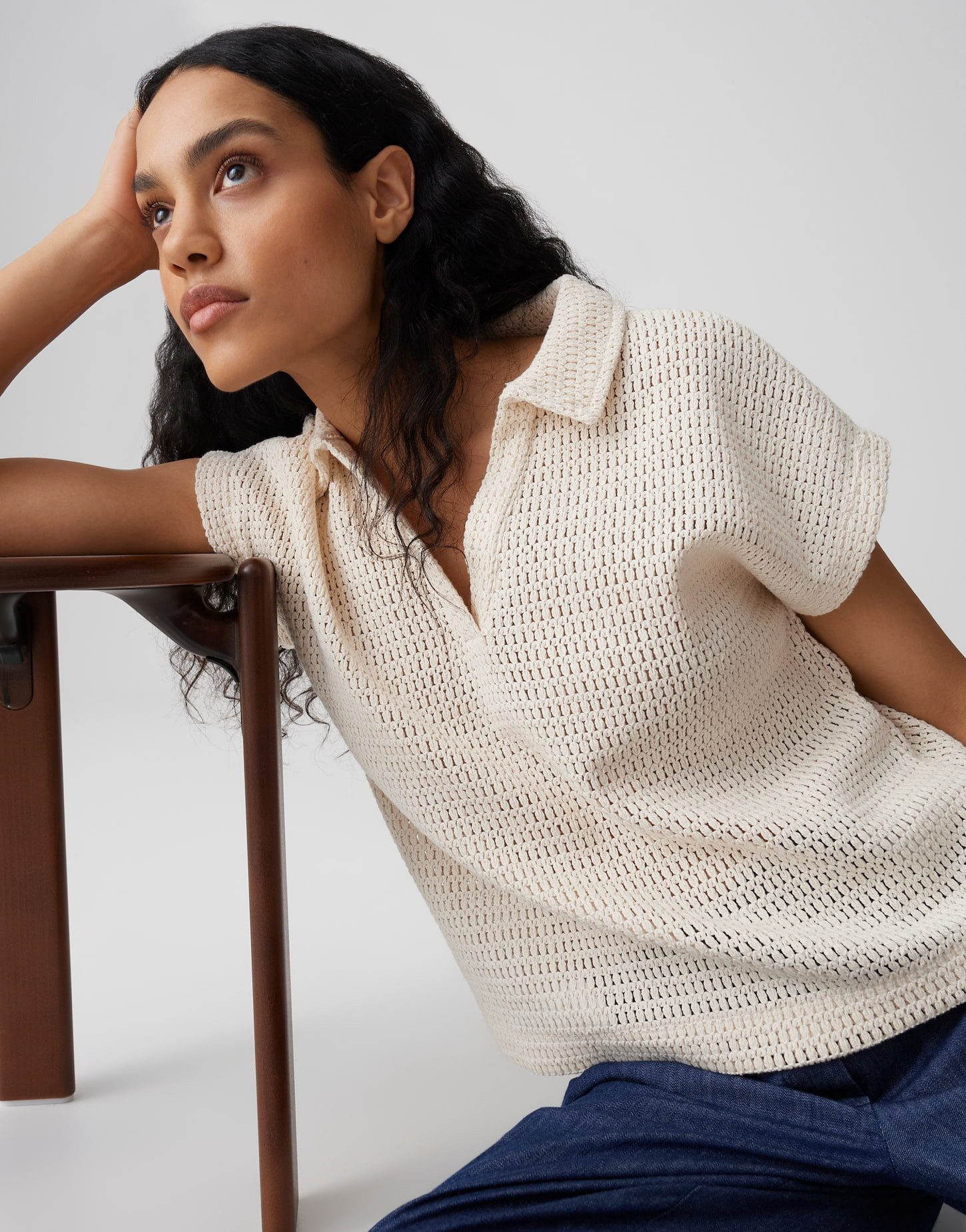 OPUS Poloshirt SOMONA Regular in Crochet Optik