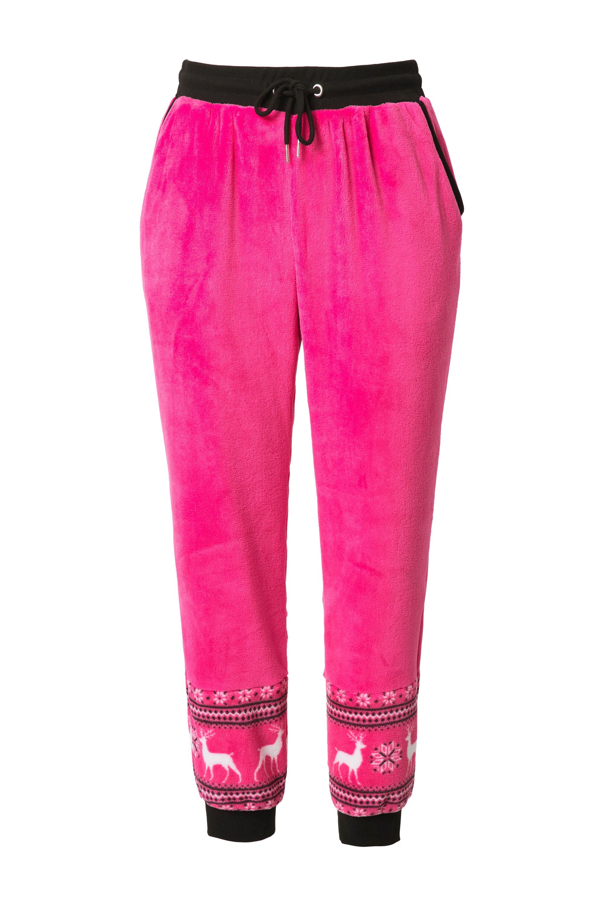 Ulla Popken Homewearhose Homewear-Hose Plüsch Norweger Elastikbund günstig online kaufen