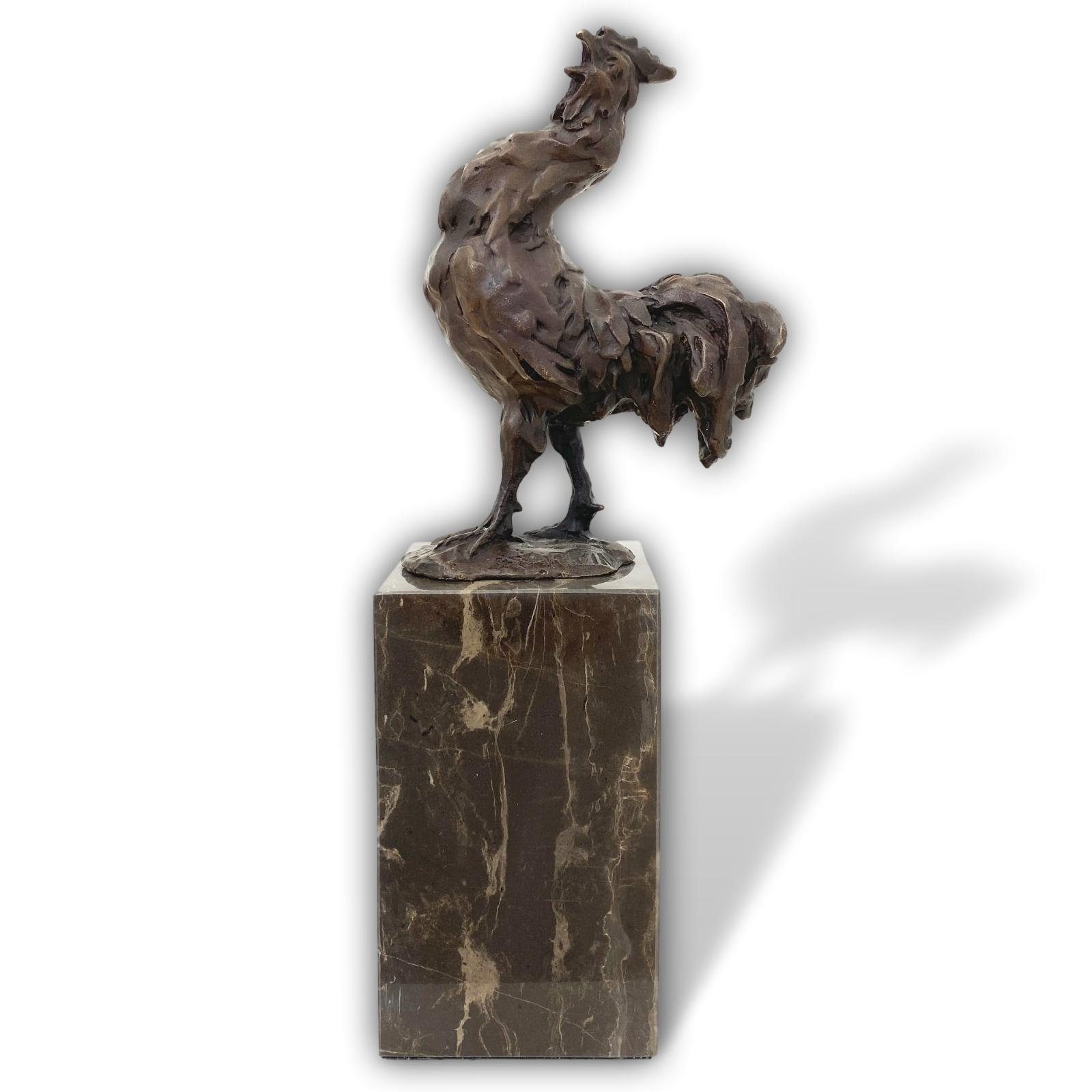 Skulptur Bronzeskulptur Hahn Figur Skulptur Bronze Antik-Stil nach Carvin Aubaho Repli