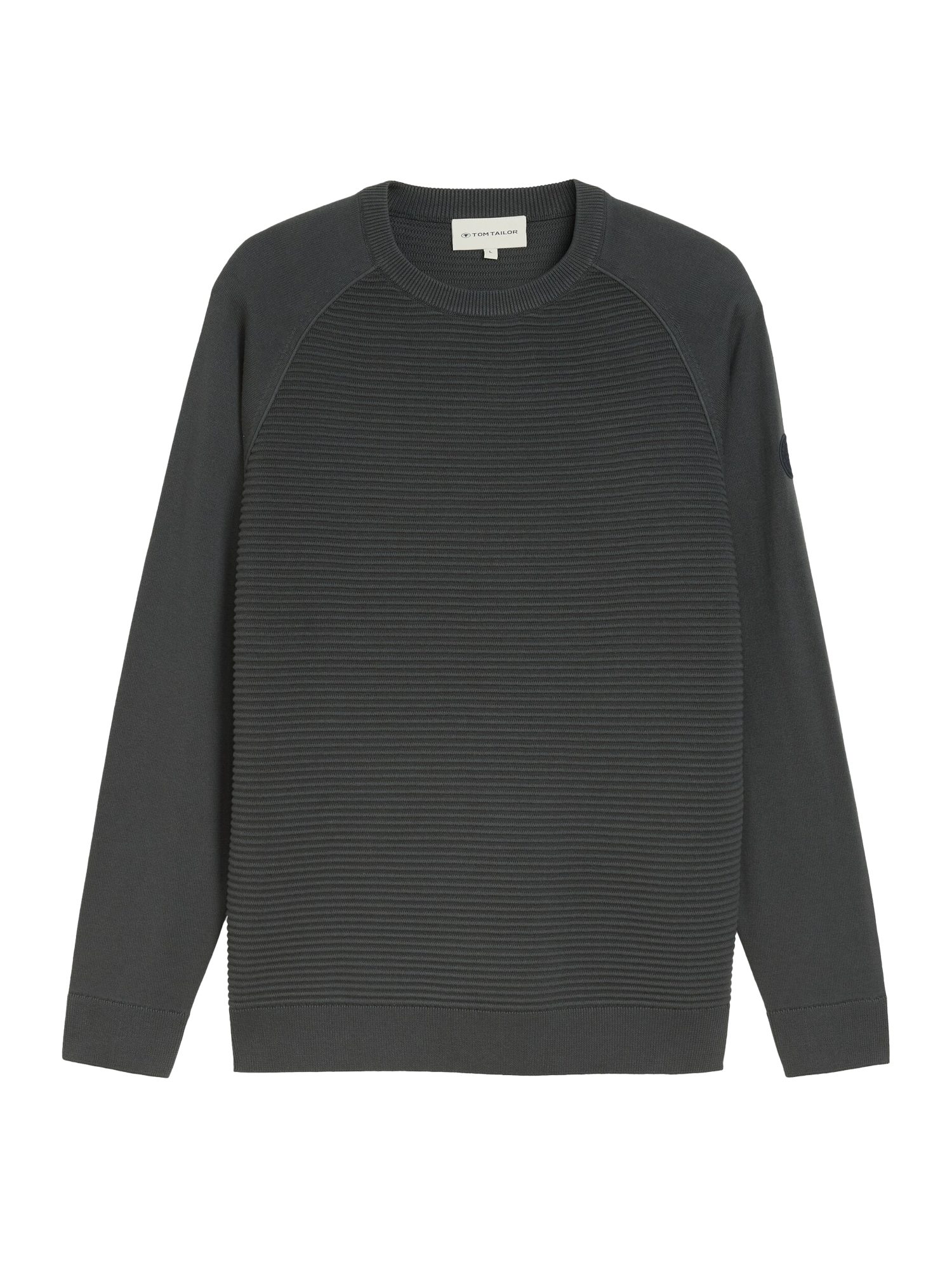 TOM TAILOR Strickpullover H grau,Casual,Baumwolle,Unifarben,Rundhals,Raglanärmel,Regular Fit