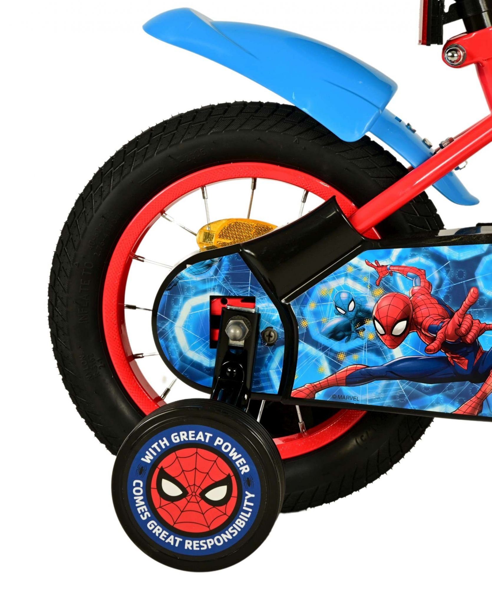 Spiderman Kinderfahrrad Jungen - 12, 14 oder 16 Zoll - Rot - mit Rücktrittbremse, 3 - 6 Jahre, 85% zusammengebaut, bis 60 kg, Luftbereifung