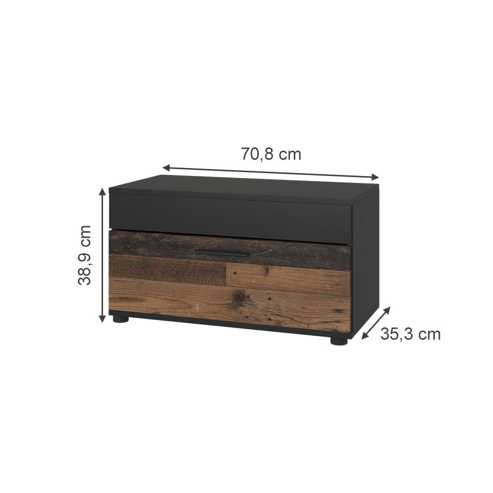 Vicco Bücherregal Berno, Schwarz/Oldstyle/Oldstyle, 70.8 x günstig online kaufen