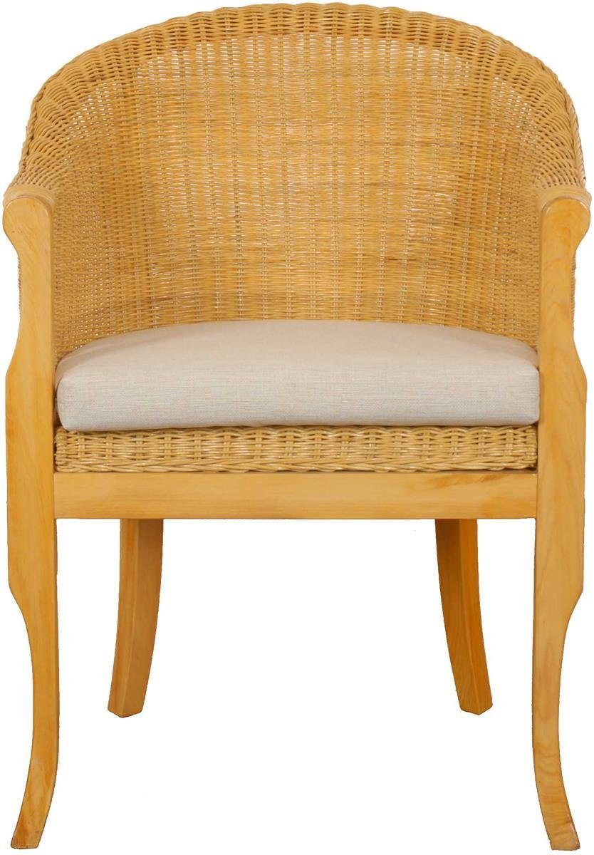 aus Rattan- Holzbeinen, mit mit Honig Sessel Rattan-Sessel Polster, Krines Clubsessel Relaxsessel echtem Rattanstuhl, Home