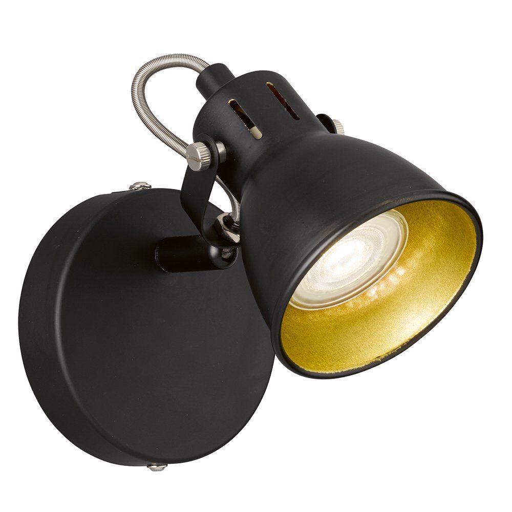 schwarz schwenkbare inklusive, LED gold Spot Wandstrahler Leuchtmittel Wandlampe Wandleuchte, Warmweiß, etc-shop