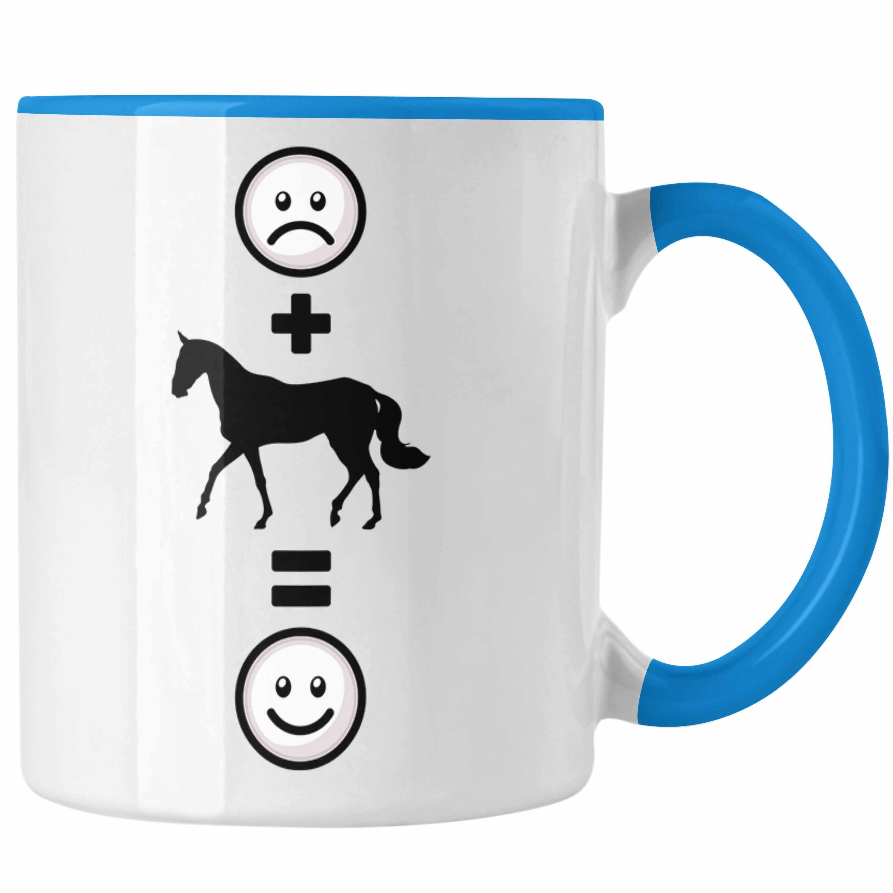 Trendation Tasse Pferde Reiten Tasse Geschenk für Reiterin Pferdeliebhaber :(Pferd Blau