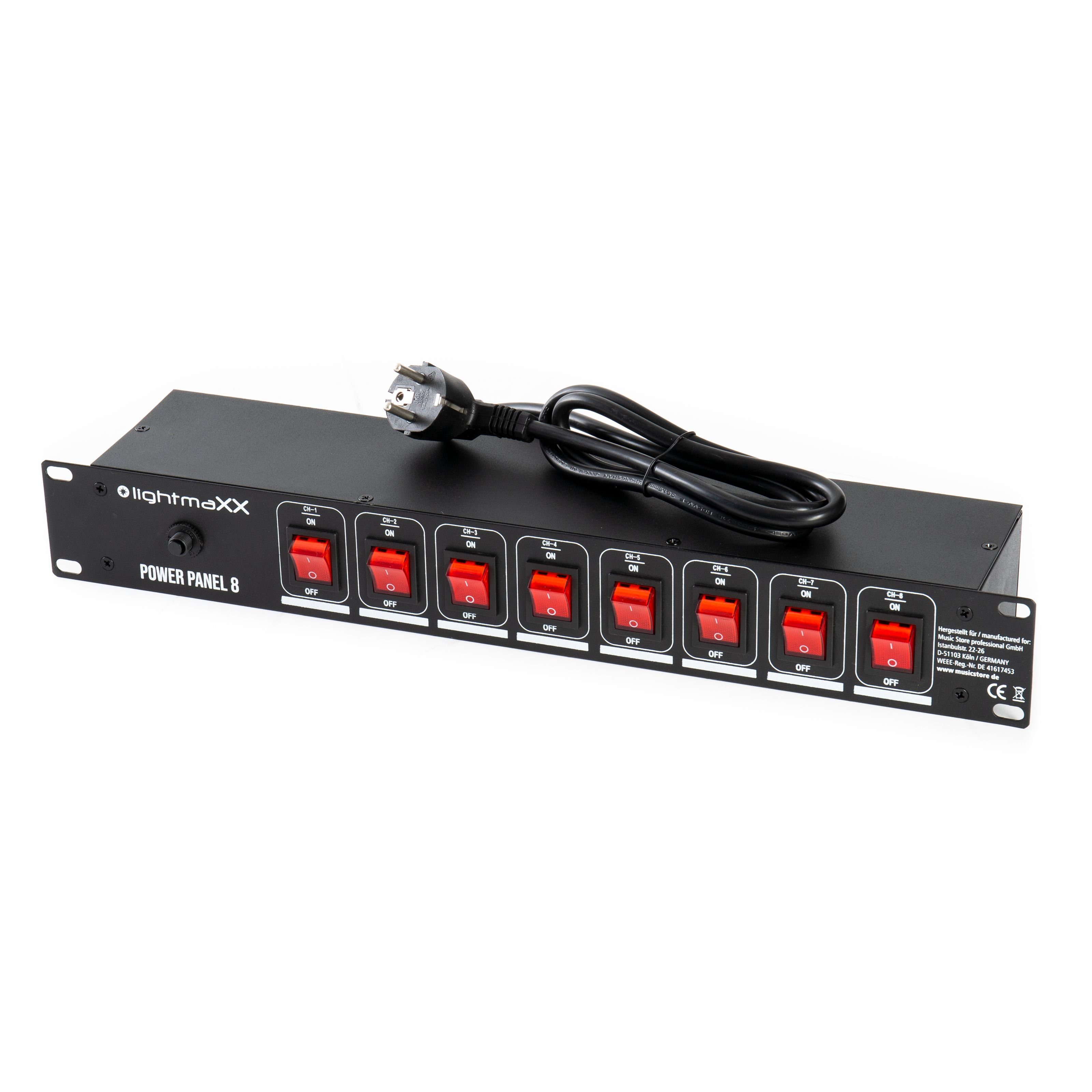 lightmaXX Stromverteiler (Power Panel 8 - Steckdosenleiste für Bühne Theater Diskotheken und Clubs Stromunterverteiler, Stromversorgung für Beleuchtung, Stromunterverteiler), Steckdosenleiste, Bühne, Stromunterverteiler