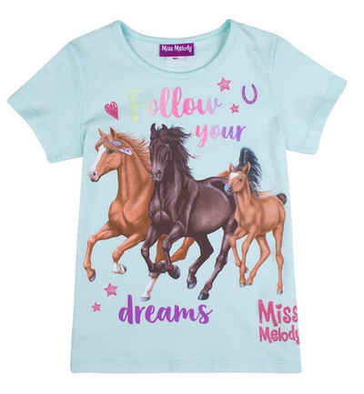 Miss Melody T-Shirt Miss Melody T-Shirt Pferdetrio Pferd hellblau (1-tlg)