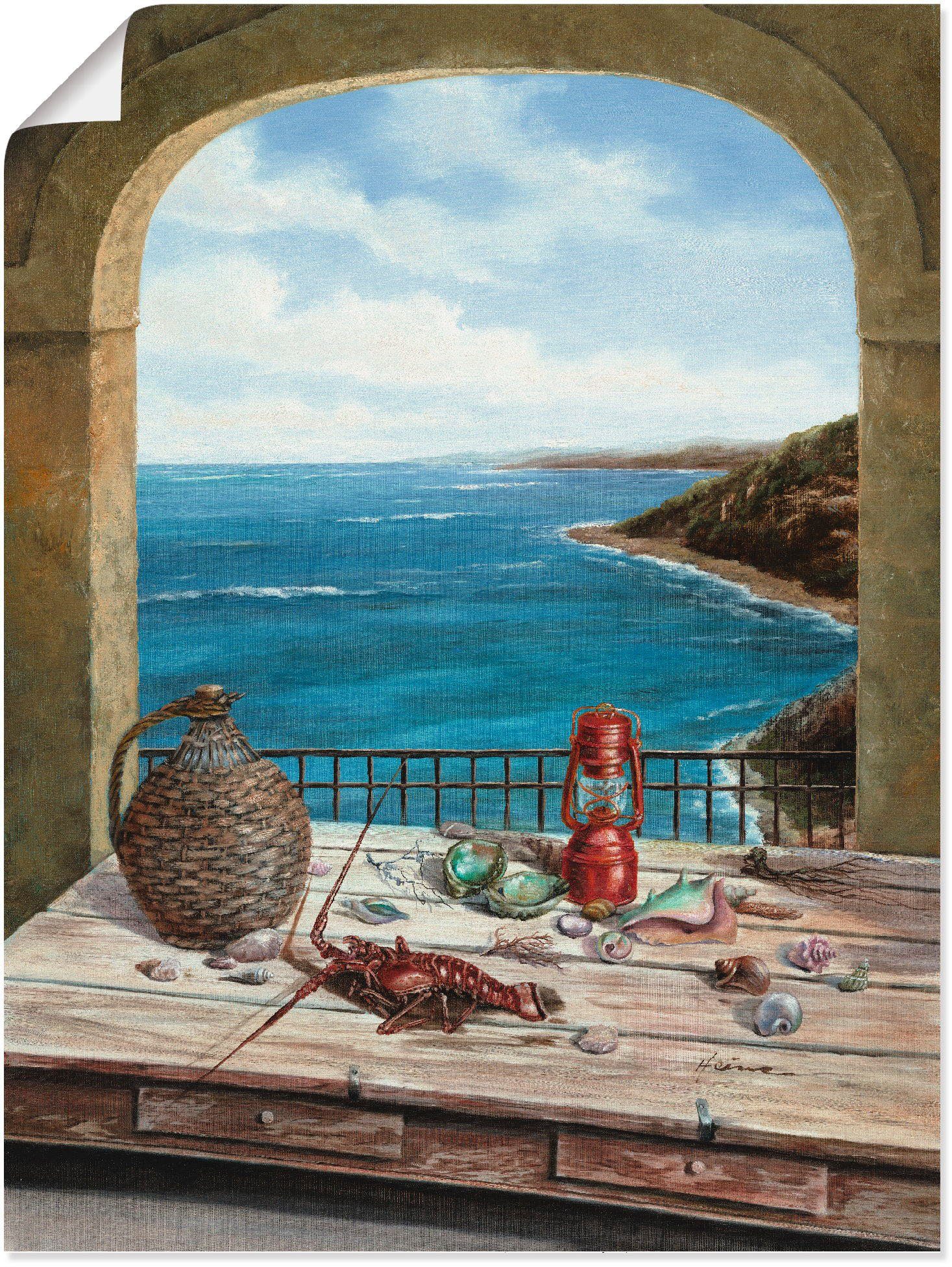 St), (1 Poster versch. als Fensterblick am Meer, Größen Alubild, Artland in Stillleben Wandaufkleber Leinwandbild, oder Wandbild