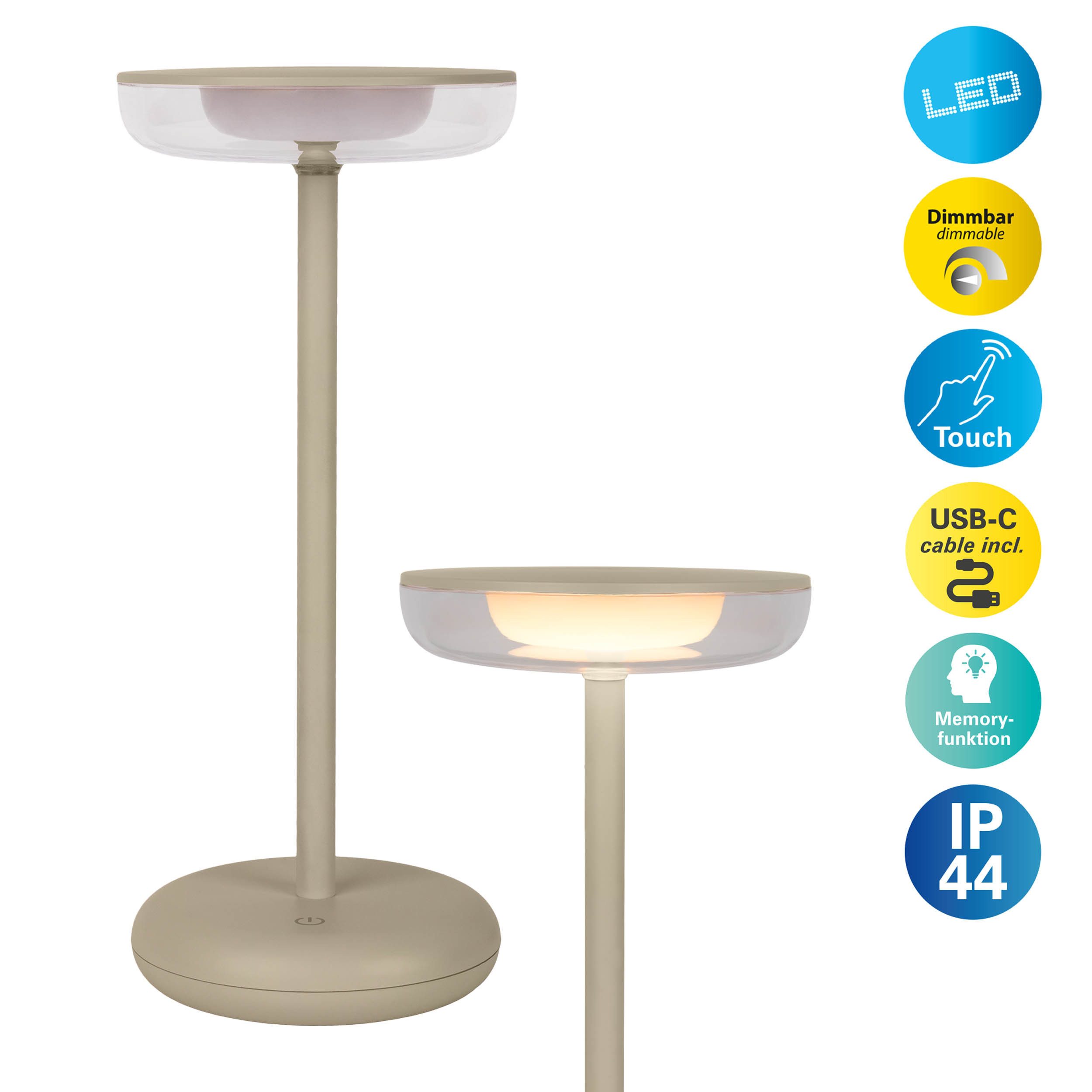 näve LED Tischleuchte Pasi, Dimmfunktion, Ein-/Ausschalter, Memoryfunktion, günstig online kaufen