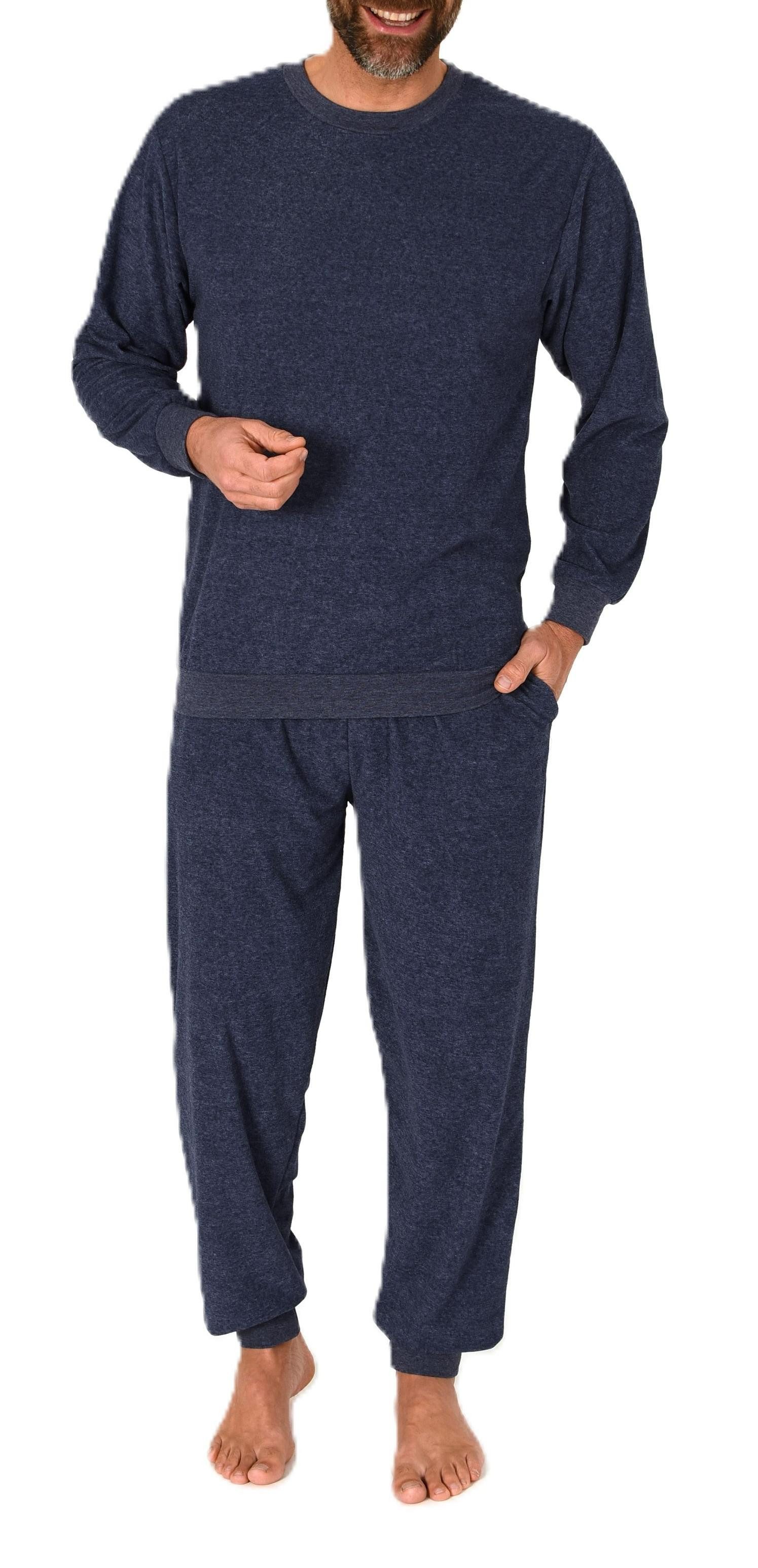 Pyjama Normann Herren Frottee Schlafanzug mit Bündchen – auch in Übergröße