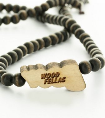 WOOD FELLAS Halsband WOOD FELLAS Hals-Schmuck schöne Kette mit Holz-Anhänger Mode-Schmuck Football BBoy Braun