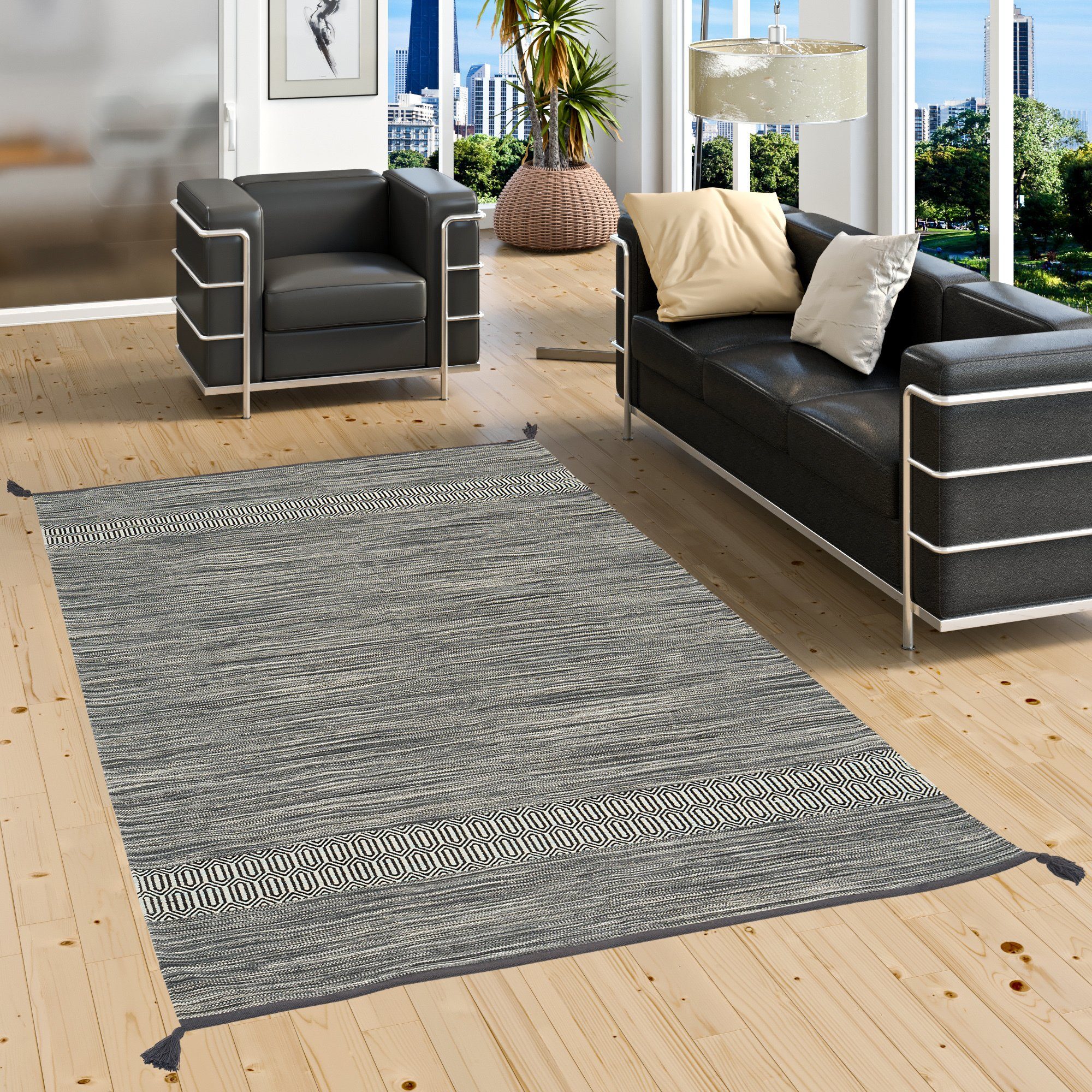 Wollteppich Natur Baumwolle Teppich Kelim Toskana, Pergamon, Rechteckig,  Höhe: 8 mm | Kurzflor-Teppiche