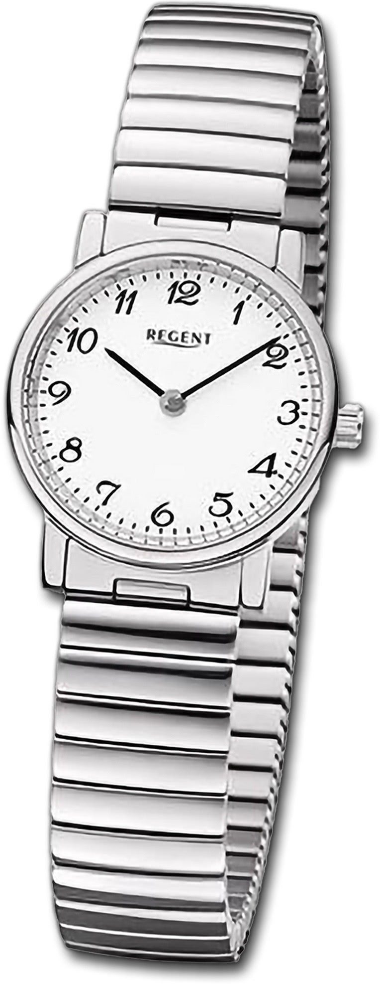 Regent Quarzuhr Regent Damen Armbanduhr Analog, Damenuhr Edelstahlarmband silber, rundes Gehäuse, extra groß (26,5mm) | Quarzuhren
