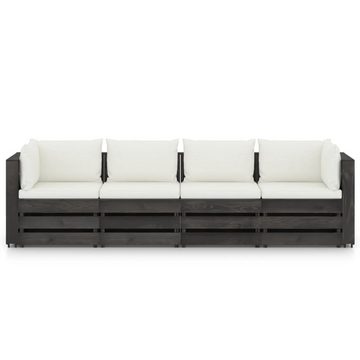 vidaXL Gartenlounge-Set 4-Sitzer Outdoor-Sofa mit Kissen Grau Imprägniertes Holz