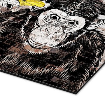 Posterlounge Alu-Dibond-Druck Pineapple Licensing, Banksy - Banana Monkey, Kinderzimmer Modern Illustration
