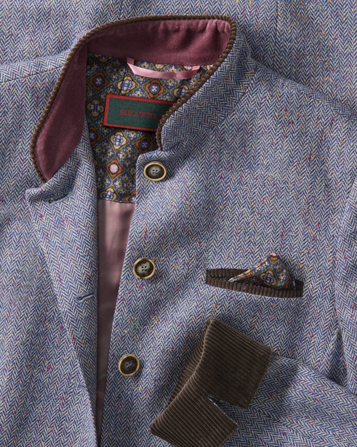 Reitmayer Trachtenjacke Tweed-Gehrock mit Samtdetails