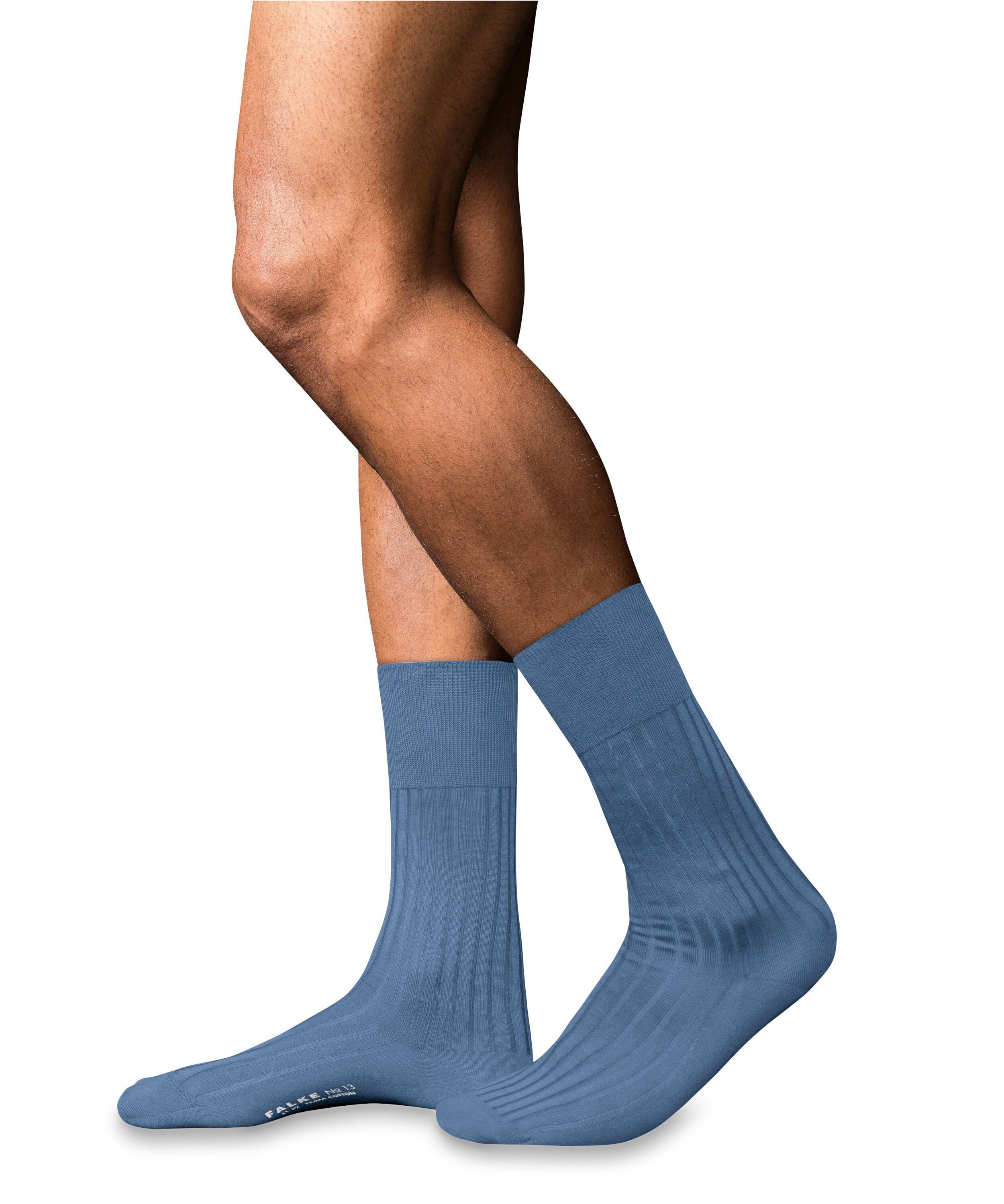 FALKE Socken No. 13 (6845) Cotton dusty Piuma (1-Paar) blue Finest