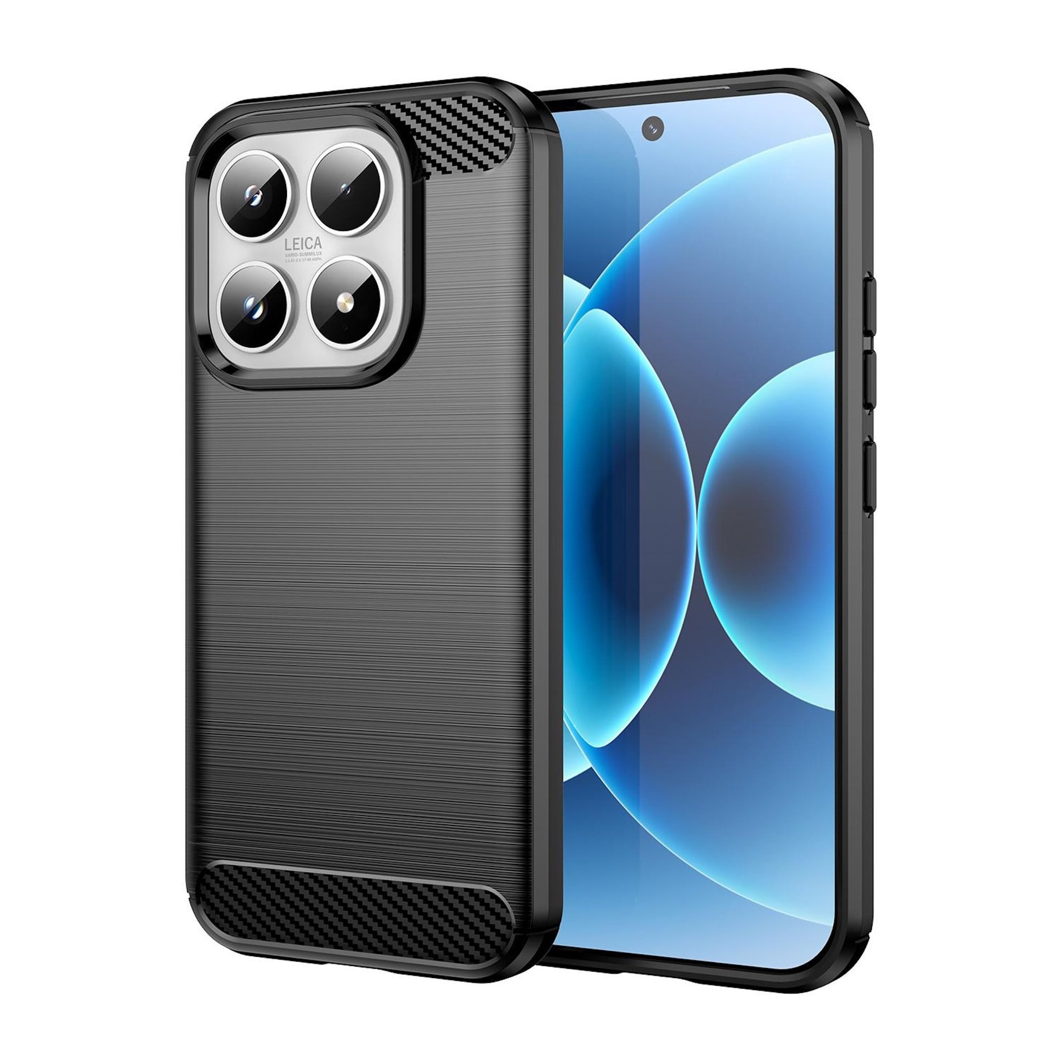 Wigento Handyhülle Für Xiaomi 17 Carbon Brushed Design TPU Schutz Hülle Schwarz, Carbon Textur Schutzhülle Smart Case Cover