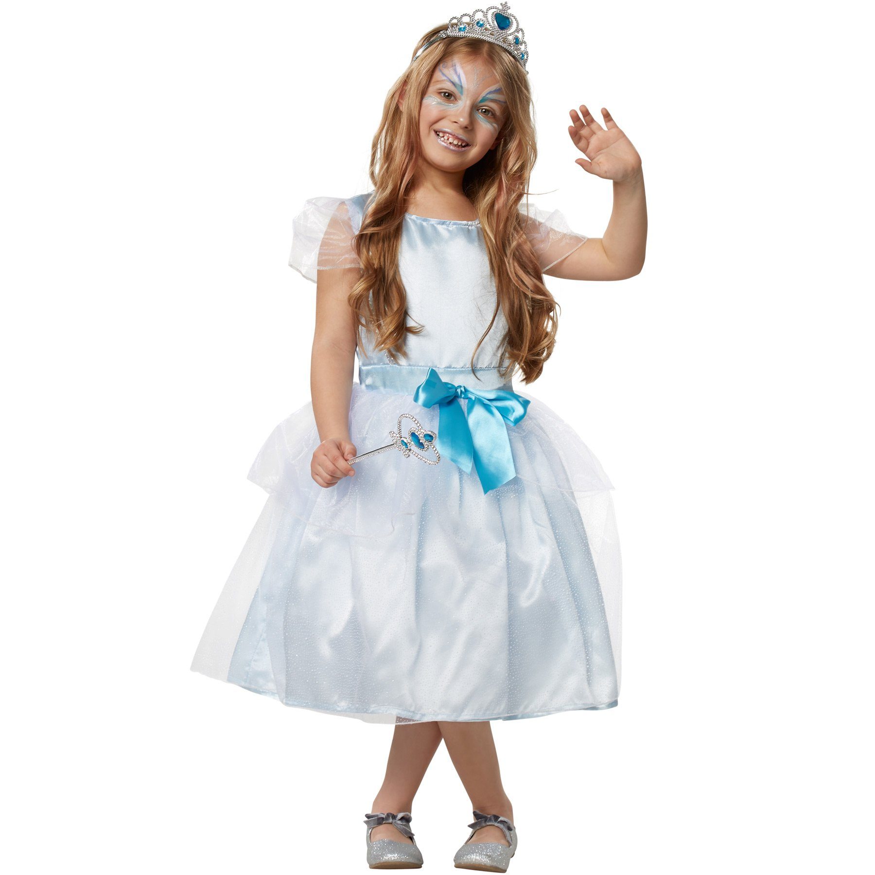 dressforfun Kostüm Mädchenkostüm Eisprinzessin, Bezauberndes Kleid in hellblauer und weißer Farbe