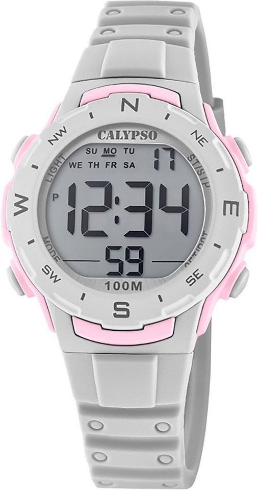 [Qualität zuerst] CALYPSO WATCHES Digitaluhr Calypso Digital (ca. mittel Uhr Damen Kunststoffarmband, K5801/1, 35mm), Damenuhr Sport Sport-Style rund