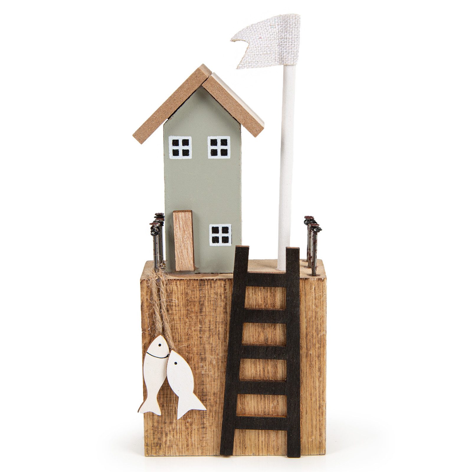 Logbuch-Verlag Dekofigur Maritimes Holzhaus Strandhaus 16,5 cm (1 St), Figur mintgrün