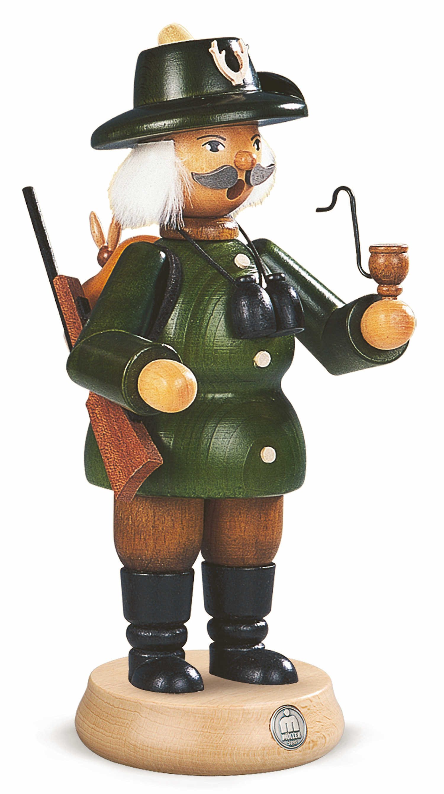 Müller Kleinkunst Räuchermännchen Räuchermann, groß, Förster, grün, Original Erzgebirge