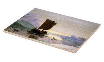 Posterlounge Holzbild Jens Erik Carl Rasmussen, Erik der Rote entdeckt Grönland, Badezimmer Maritim Malerei