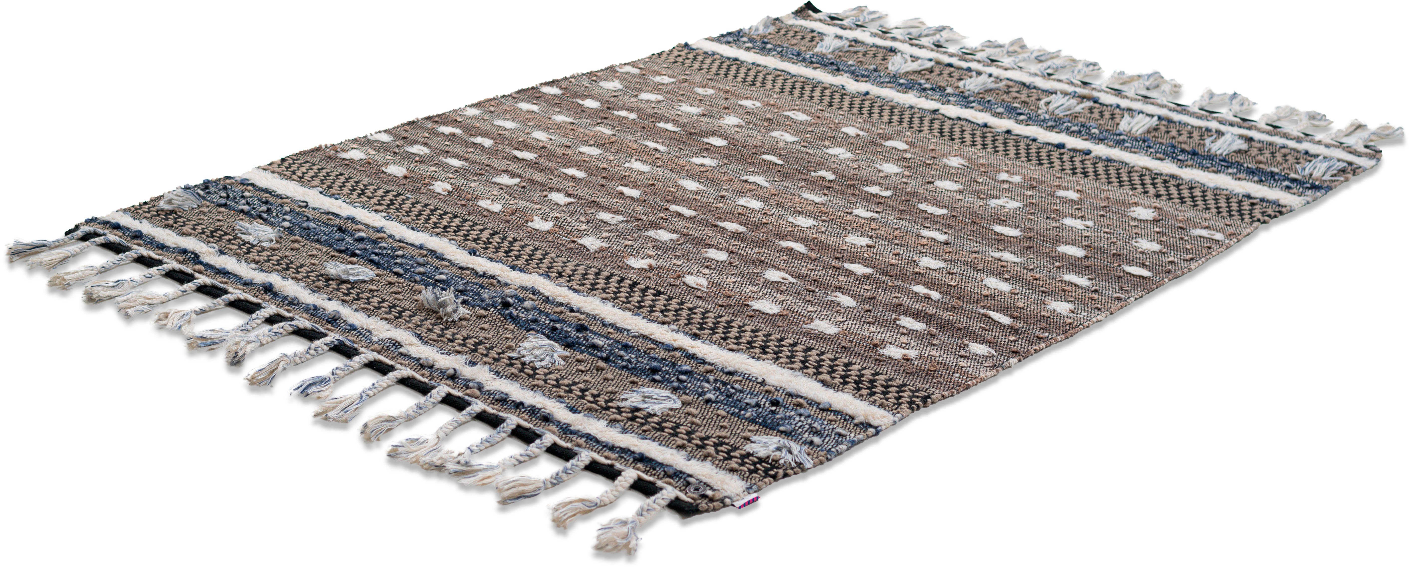 TOM TAILOR HOME Wollteppich Vintage Funky Nature, rechteckig, Höhe: 5 mm, reine Wolle, handgewebt, mit Fransen