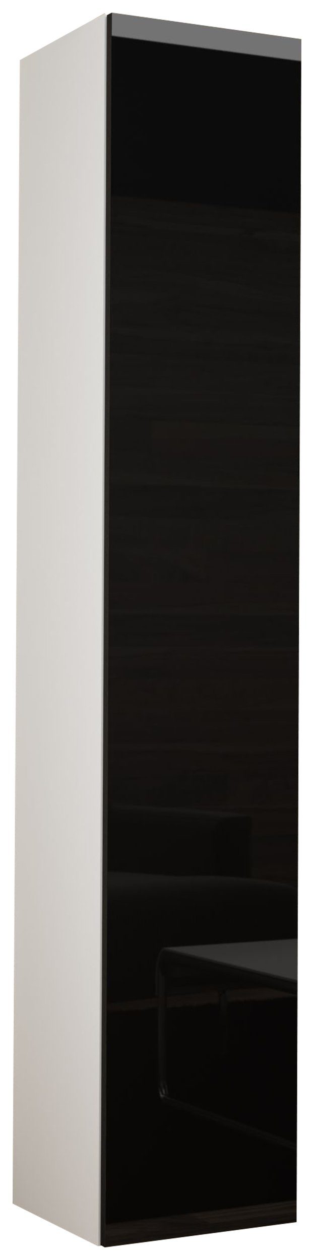 Stylefy Stauraumschrank Vago Full 180 cm (Wandschrank, Wandregal) viel Stauraum, mit Push-to-Open, Hochglanzfront, Modern Design Weiß/Schwarz