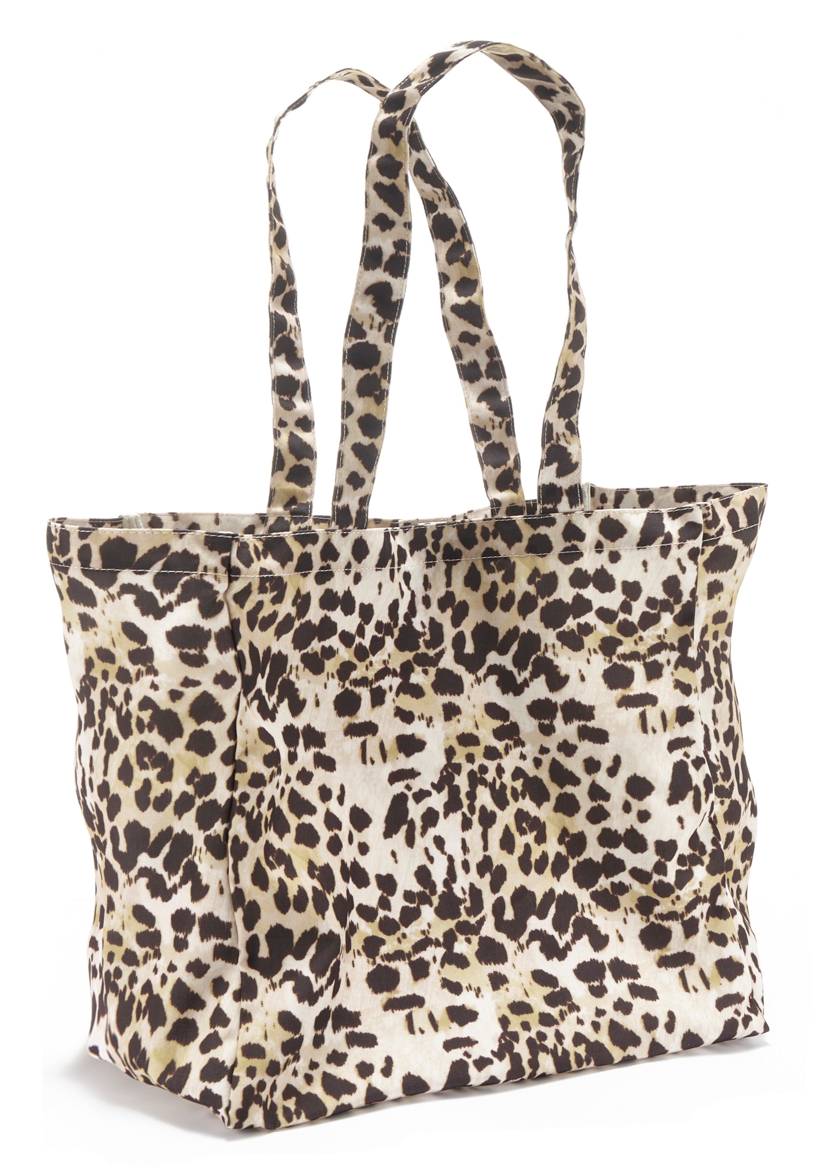 LSCN by LASCANA Shopper Schultertasche, Strandtasche, Badetasche, Sommertasche, Handtasche, Einkaufstasche, Tragetasche mit angesagtem Leo-Print VEGAN