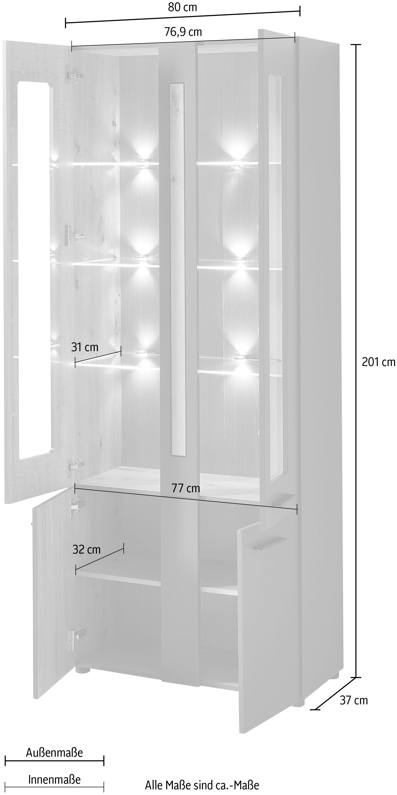 Beleuchtung Soft-Close-Funktion, Loft inkl. Two Standvitrine graphitfarben Innostyle mit