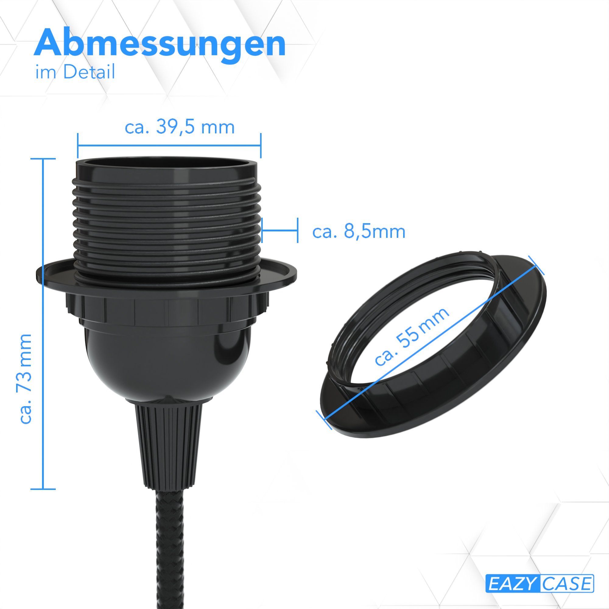 EAZY CASE Lampenfassung 3x E27 Lampensockel 5m Kabel & Schalter DIY Lampen, (1-St), E27 Fassung mit Schalter und dekoratives Lampenkabel DIY Lampe Schwarz – Bild 4 von 5