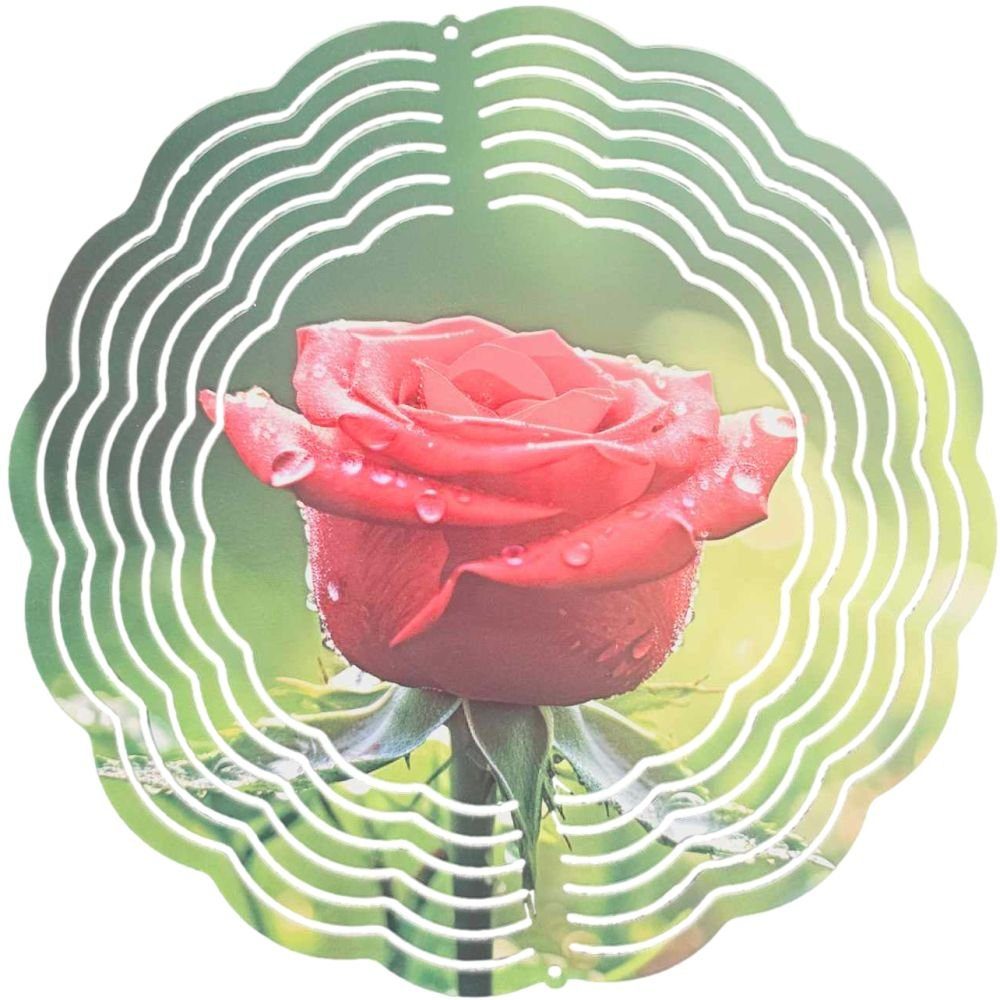 Ladreas Windspiel Edelstahl 3D Windspiel Windspinner 20cm Rose 2 WI377