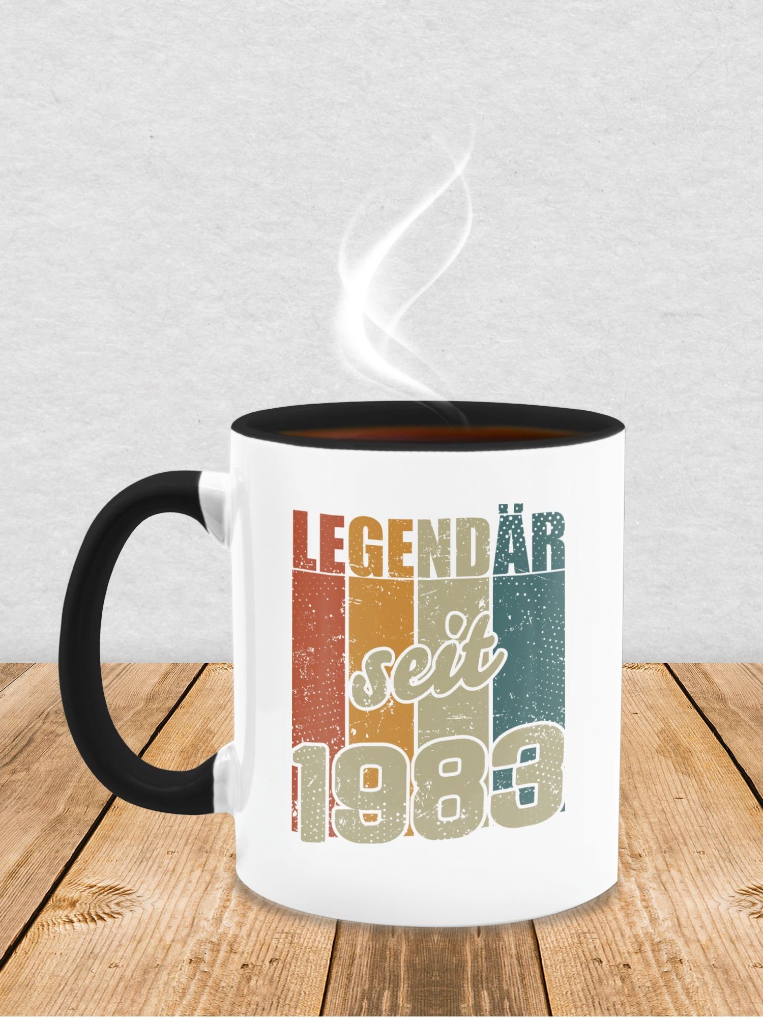 Schwarz 40. Geburtstag Farben, - Tasse Keramik, seit Legendär Vintage 1983 Shirtracer Tasse 1