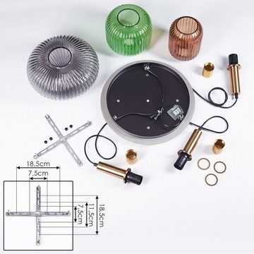 hofstein Pendelleuchte »Montichiari« Hängelampe, Metall/Glas, Messingfarben/Rauchfarben/Grün, ohne Leuchtmittel, verstellbare Höhe max. 132cm, 3xE27, Braun, Schwarz
