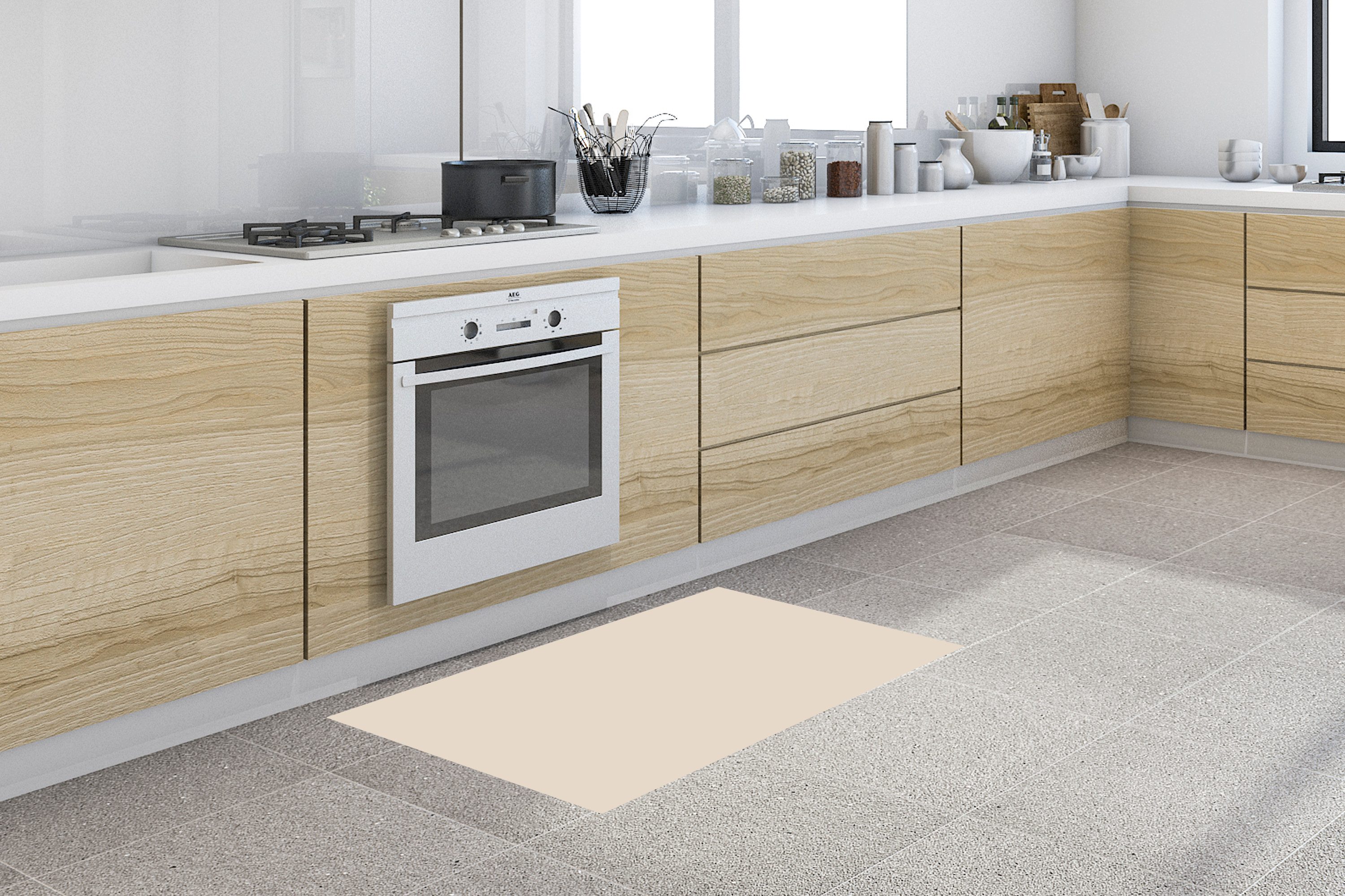 MuchoWow Küchenläufer Beige - Unifarben, Rechteckig, günstig online kaufen
