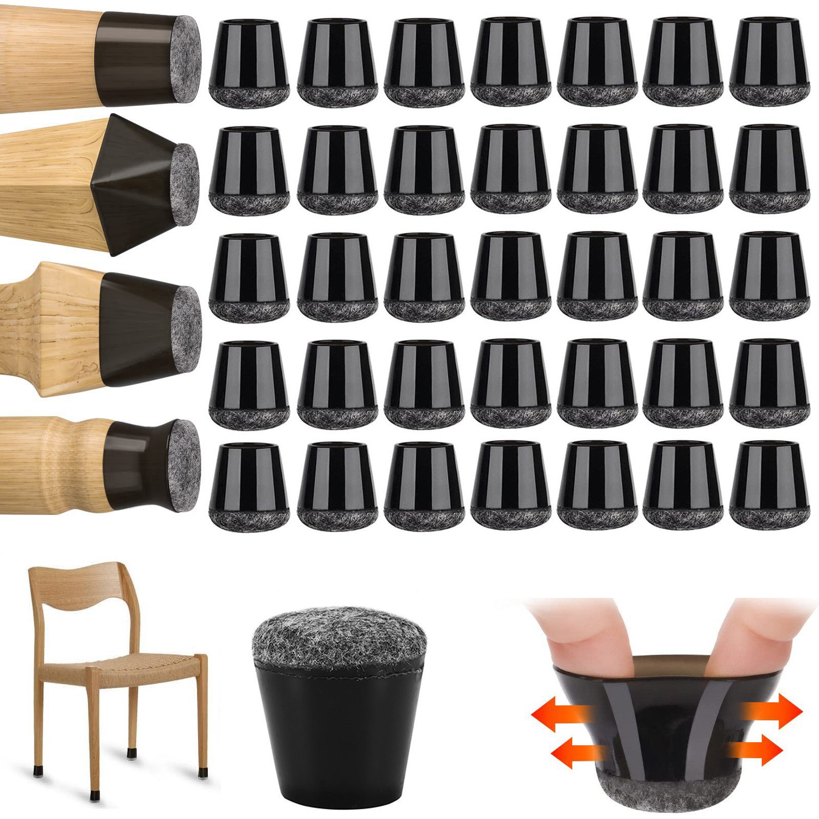 BlingBin Möbelfuß 48 Stück Schutzkappen für Stuhlbeine, Stuhlbeinschoner, S günstig online kaufen