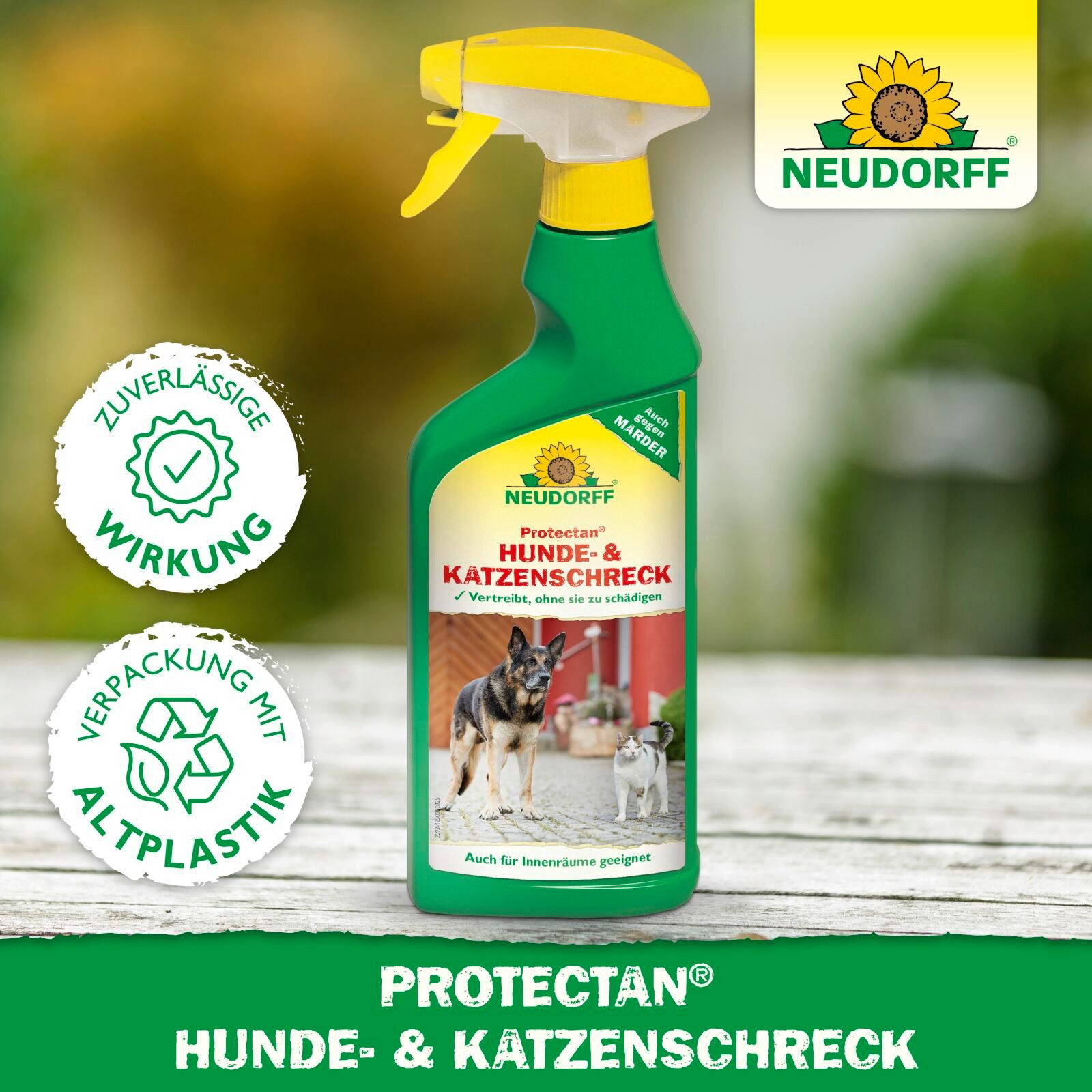 Neudorff Vergrämungsmittel Protectan Hunde- und KatzenSchreck 500 ml, 0.5 l, Geruchsbasiertes Fernhaltespray für Innen- und Außenbereiche, 500 ml für bis zu 10  – Bild 5 von 5