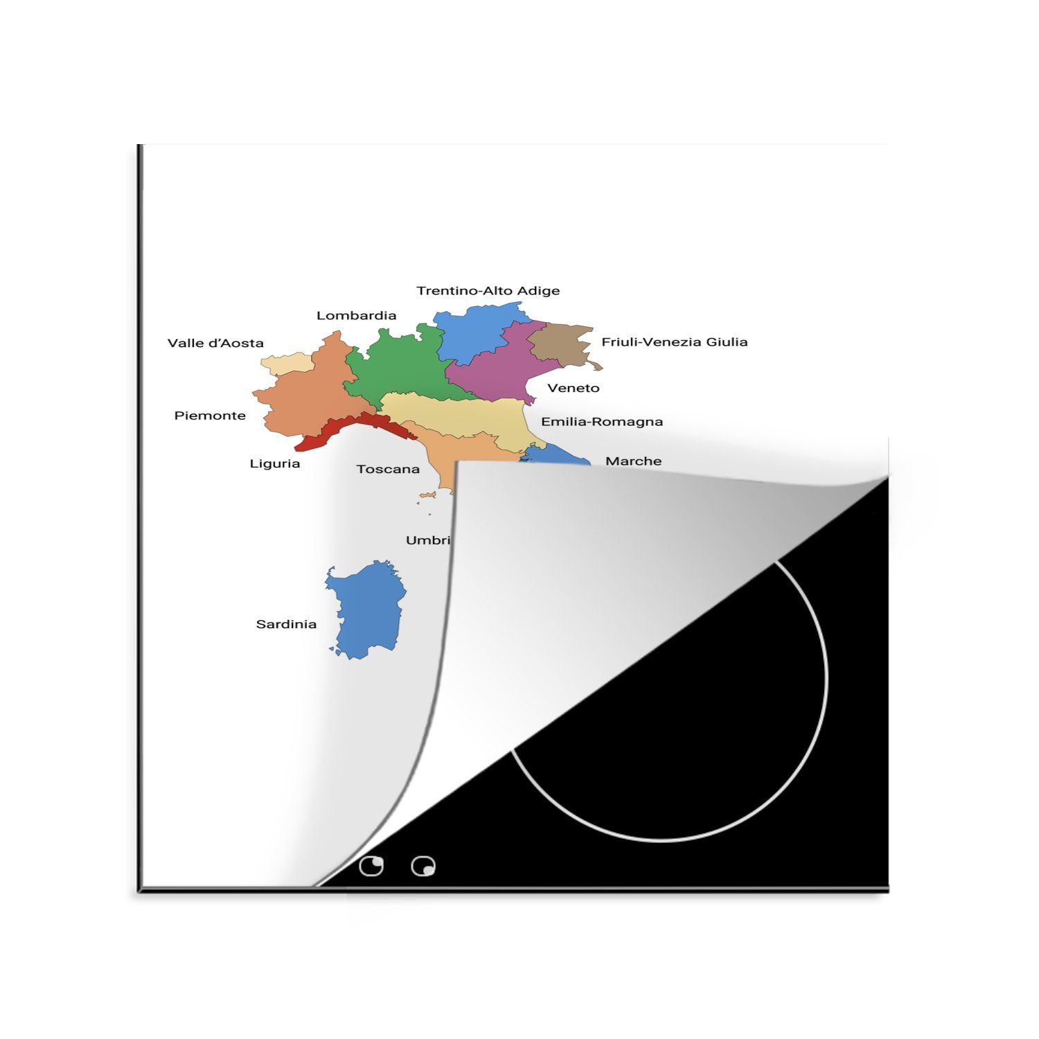 Vinyl, Ceranfeldabdeckung, Herdblende-/Abdeckplatte Italiens, tlg), Arbeitsplatte (1 cm, MuchoWow für 78x78 küche Regionen der Karte