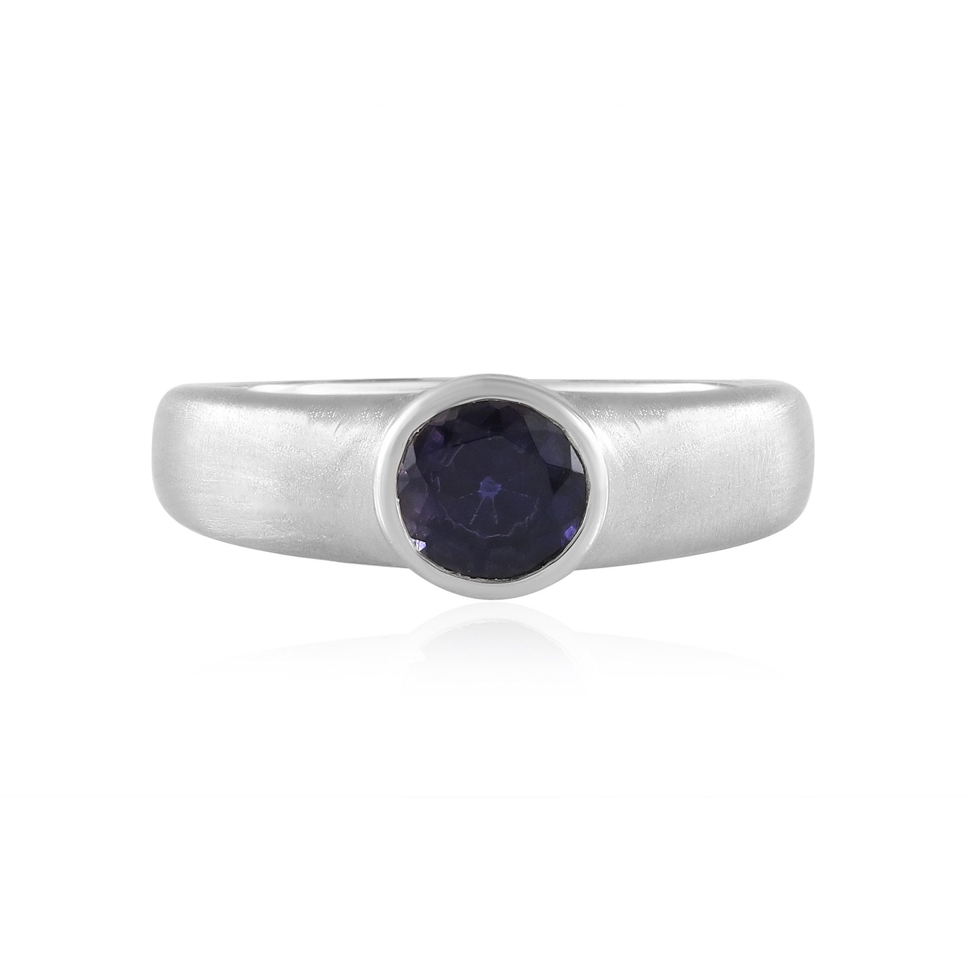 Solitärring Rhodinierter Silberring mit Iolith