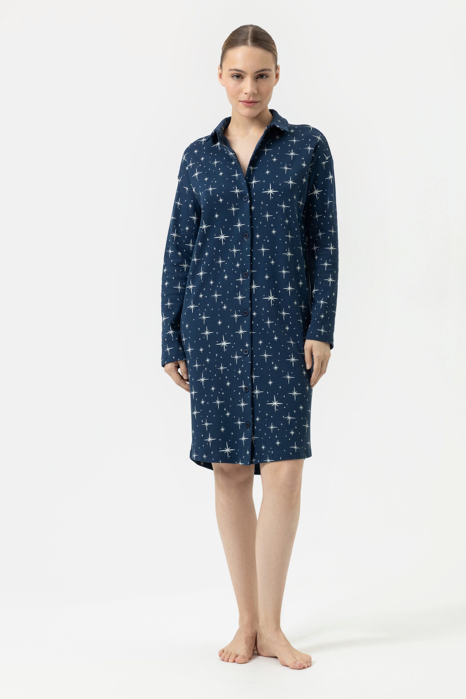 Mey Nachthemd Damen Serie Polar Sky Design: Sterne-Print (1-tlg) Sternenhimmel-Print, weicher Interlock Jersey, Midi-Länge