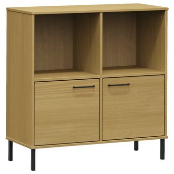 vidaXL Regal Bücherregal OSLO mit Metallbeinen Braun 90x35x90,5cm Massivholz