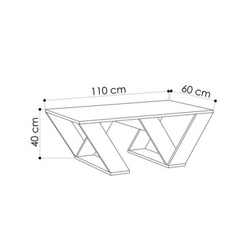 Decortie Couchtisch Pipra, Moderner Couchtisch, 110 x 60 x 40 cm