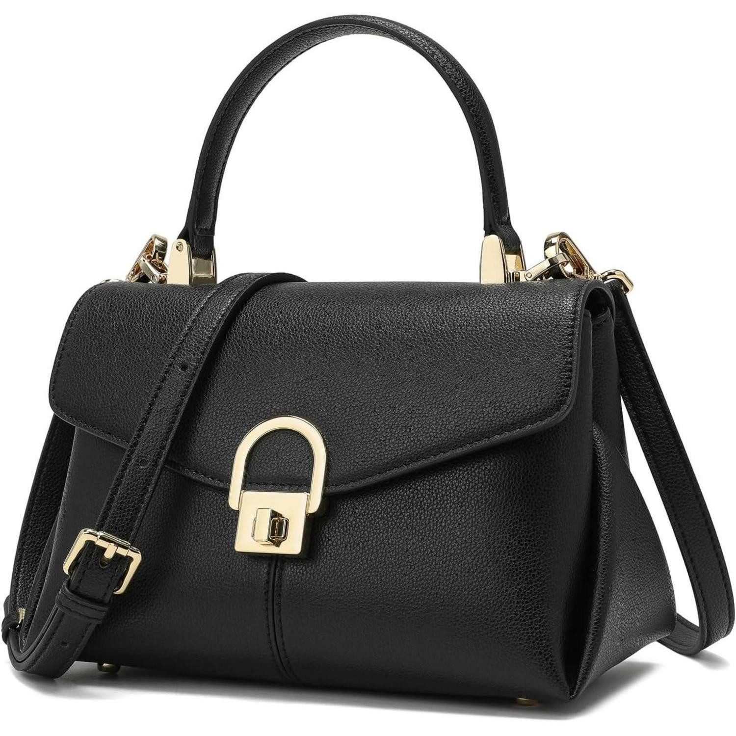 Handtasche Handtasche Damen Leder Umhängetasche Schultergurt Schwarz