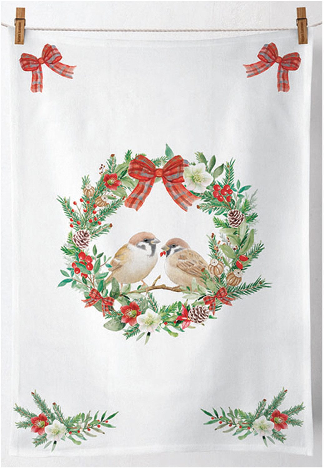 Ambiente® Geschirrtuch Sparrows in wreath, (1-tlg., 1-teilig), Geschirrtüch günstig online kaufen