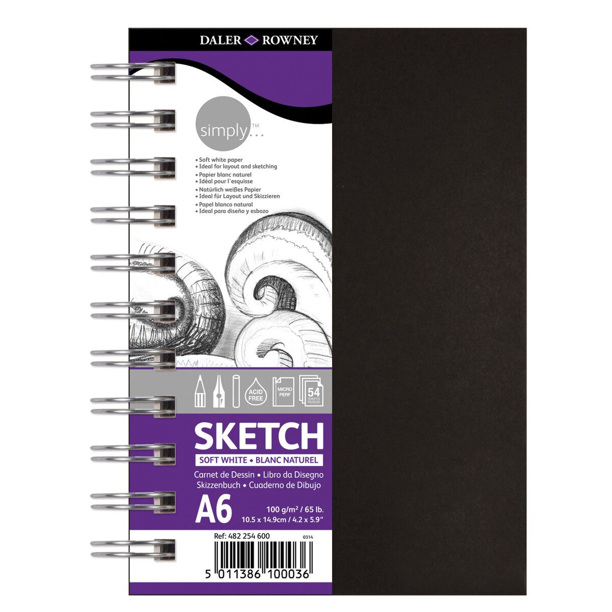 DALER ROWNEY Notizbuch Skizzenbuch - A6 100 g/qm 110 Blatt Spirale.
