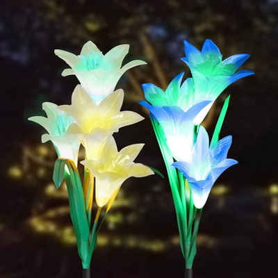 TVIRD Gartenstrahler, Lilien-Blumen-Solarlichter, Multi-Farbwechsel, IP65 wasserdicht, Dekorative Rasenlampe, für Hochzeit, Party, Zeremonie