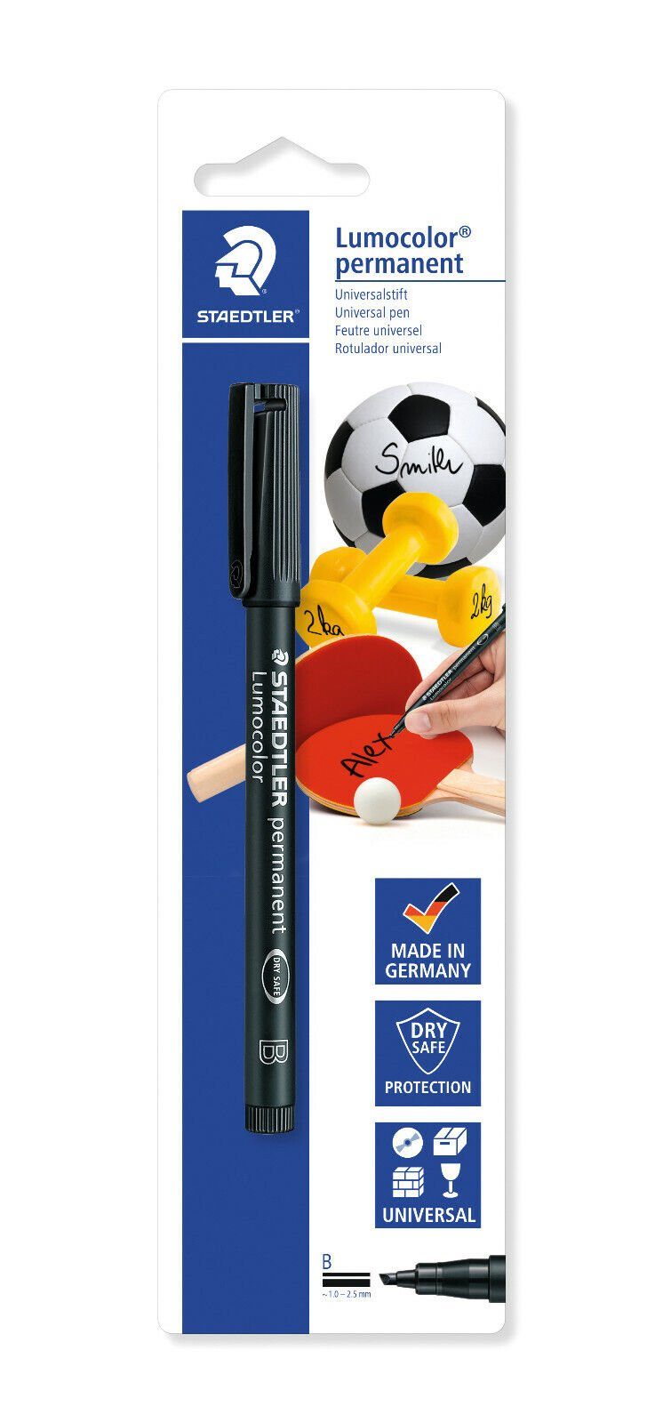 STAEDTLER Folienstift Folienstift Lumocolor B permanent 314-9 BK-1 schwarz OHP Pen Marker, wisch- und wasserfest