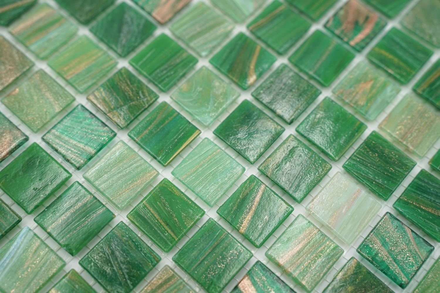 Mosaikfliesen / 10 glänzend Mosani grün Bodenfliese Matten Glasmosaik