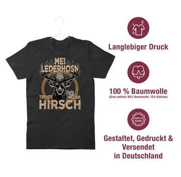 Shirtracer T-Shirt Trachten Outfit Lederhose Spruch Trägt der Hirsch Mode für Oktoberfest Herren